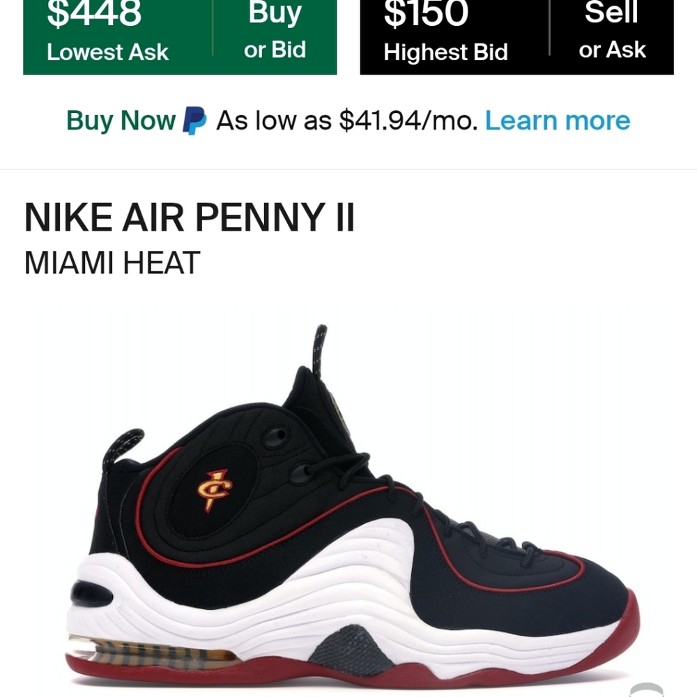 Nike Air Penny 2 Miami Heat sz 10.5 w/box.